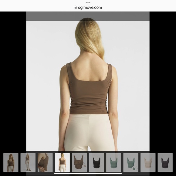 OGL MOVE - Eco-SkinKiss® Ruched Sides Square Brami Tank Top - Oxford Blue, M - Picture 4 of 10